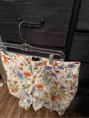 Talbots Cream Chino Shorts with Orange & Lavender Floral Trim
